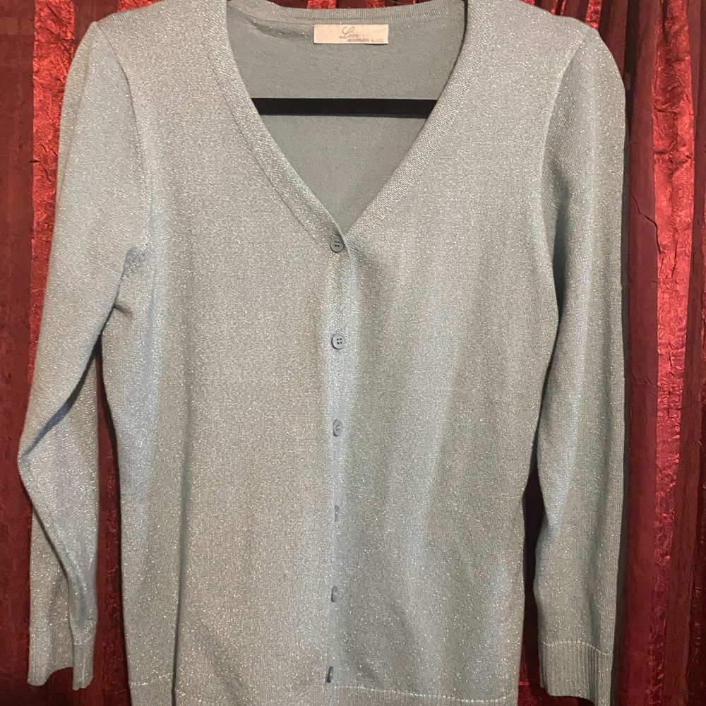 LIN Woman’s Metallic Sparkle Cardigan Sweater